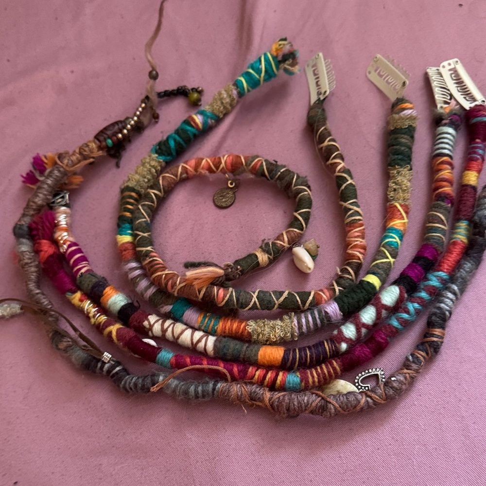 Colourful 5 Bohemian dreads clip on ❤️made with love